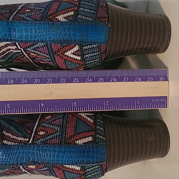 Socofy Leather Tapestry Lace-up Colorful Artsy Ankle Boots Booties EU 37 US 6.5 - Picture 7 of 15